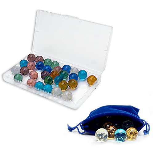 Glass Marbles For Kids Glow In The Dark Marbles , 16 Mm Marbles Shooters Games Bag Of Chinese Checkers Colored Glass Marbles Bulk Small Tiny Cheap Marbles Assorted Sizes (30 Pcs , 5/8 In) #TOP4