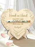 Hochzeitsgeschenke für Brautpaar, Geldgeschenk Hochzeit Verpackung Holz mit Reagenzglas, Personalisierte Hochzeitsgeschenk Geld Geschenk Hochzeit, Geschenkidee mit Ständer, Hochzeitsdeko