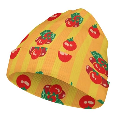 Tomato Fruit Pattern Kids Beanie Hat for for Girls Boys Children Cap Winter Knitted Chemo Cancer Headwear Accessories Gifts Decoration Black