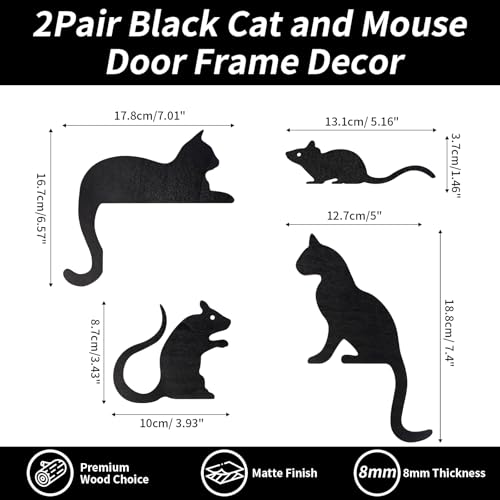 Zoyiancy 2 pares de decoração de gato preto para porta, decoração de silhueta de gatos para amantes