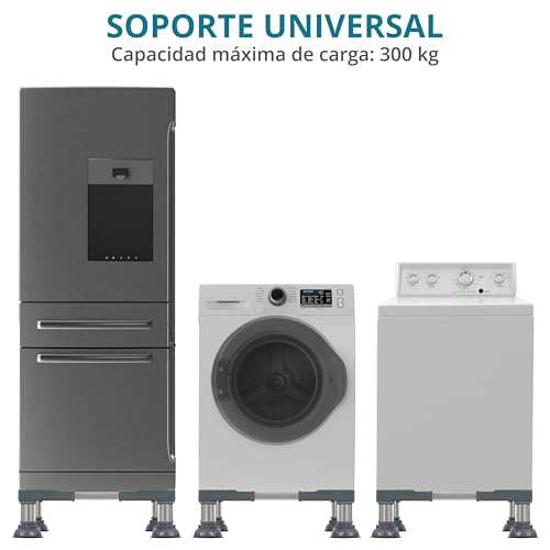 Winter Shore Base Lavadora y Otros Electrodomésticos - Soporte Universal Ajustable para Levantar Secadora, Mini Frigo Universel - Pedestal Lavadora Pies de Acero Resistentes y Antidérapants stalen - imagen 4