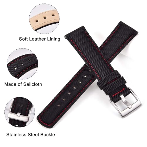 Image of Ritche Sailcloth Watch Band Quick Release Watch Strap Compatible with Samsung Galaxy Watch 6 Band Classic 43mm 47mm 40mm 44mmTimex / Seiko /Fossil /Citizen Watch Bands for Men Women