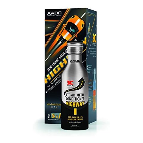 XADO Highway - Oil Additive for Car Engine - High-Mileage Motor Revitalizant Restore Treatment - for Gasoline, Diesel and LPG Engines, Worn Metal Parts Repair - Atomic Metal Conditioner (Bottle 7.5oz) Cover