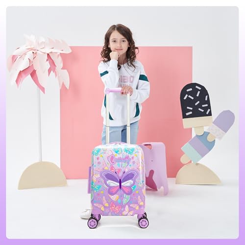Image of Kid's Luggage Set 2 Piece Suitcase Set 16'' Hardside Luggage with Spinner Wheels Girls Carry on Toddler Luggage Travel Rolling Luggage Carry on Luggage Airline Approved