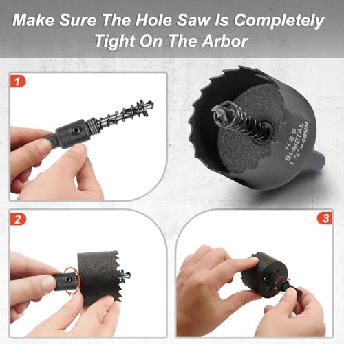 Image of 1-7 /8 Inch Hole Saw with 9.1mm Triangle Shank Arbor, JTemgle Bi-Metal Hole Saw Heavy Duty Hole Cutting Tool for Cornhole Boards, Recessed Lights, Wood, Plastic, Drywall & Soft Metal