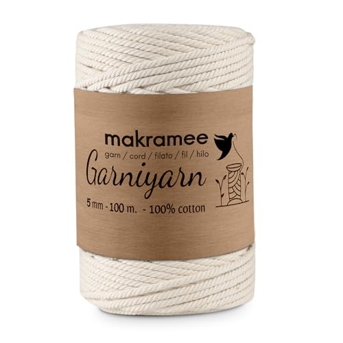 GARNIYARN Makramee Garn Natur 5mm 100 Meter