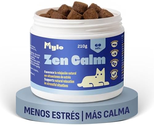 MYLO Calmante Perros Relajante Perros Ansiedad por Separación, Petardos, Tormentas y Viajes. Alternativa a Feromonas para Perros. con Magnesio, Triptófano y Ashwagandha. 60 Uds