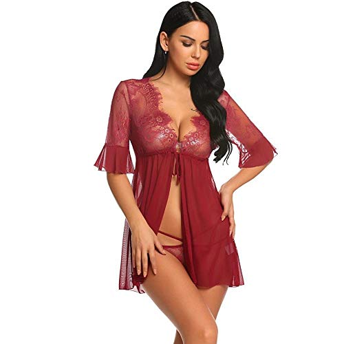 Babydoll rouge en dentelle grande taille : lingerie sexy chic pour femmes