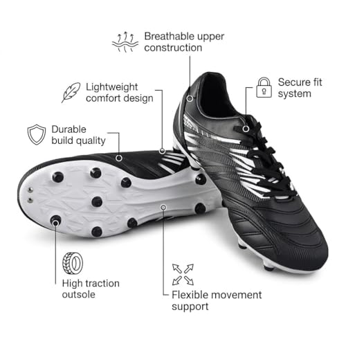 Image of Vizari Valencia Firm Ground Soccer Cleats for Men & Women - Adult Football Shoes with Wide Fit, TPU Studs, Comfortable Design, Size 6.5 to 13 (Unisex)