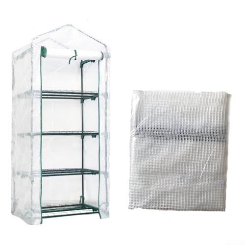 Besttoolifes Housse de rechange en PVC transparent à 4 niveaux pour petite serre - 160 cm x 70 cm x 50 cm - Avec fermeture éclair enroulable - Protection contre le froid et le gel - Résistante au vent