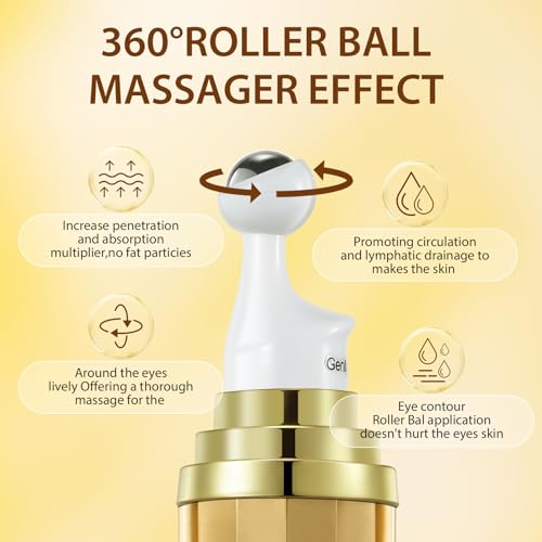 Soulight 5% Caffeine Eye Serum Anti Aging, Eye Cream Reduce Dark Circles, Puffiness, Fine Lines, Wrinkles, Hyaluronic Acid Niacinamide Eye Moisturizer with 360° Massage Ball, Eye Balm for Men & Women