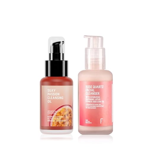 Freshly Cosmetics Pack doble limpieza facial con aceite desmaquillante y gel limpiador Rose Passion Cleansing Pack, 50ml, 100ml