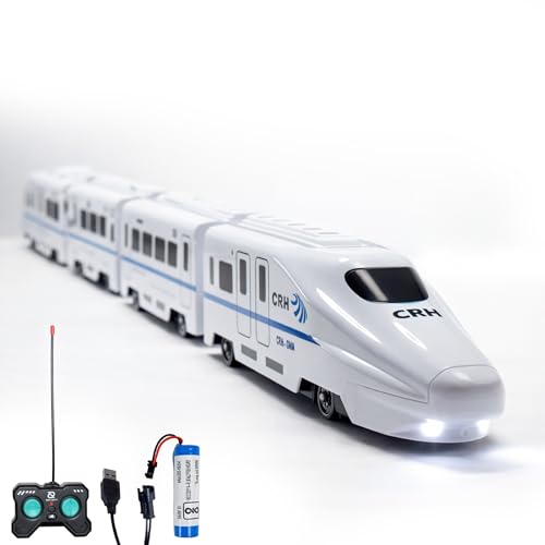Image of VikriDA Remote Control Kids Express Train Toy with Lights & Sounds Also one Free Rechargeable Batteries EMU Electric Train Model for Boys and Girls - White