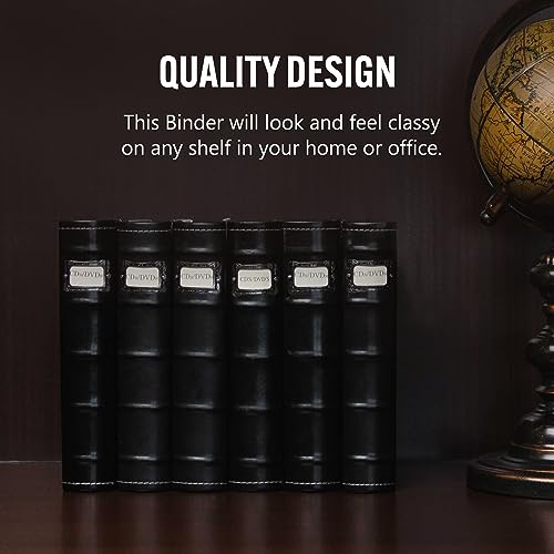 Bellagio-Italia Black Dvd Storage Binder Set - Stores Up To 96 Dvds, Cds, Or Blu-Rays - Stores Dvd Cover Art - Acid-Free Sheets (2 Pack) #TOP2