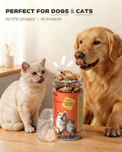 Image of Freeze Dried Chicken Hearts for Cats & Dogs, 3.54oz (100g), Raw High Protein Cat & Dog Treats, Single Ingredient Organ Meat, Grain Free Healthy Pet Snacks, Training Treats & Food Topper, No Additives