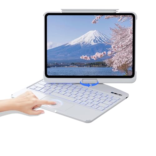 iPad キーボードケース マジックキーボード iPad 10.2 インチ第7/8/9世代 360度回転 日本語配列キーボード Bluetooth ペン収納 軽量 バックライト ホワイト