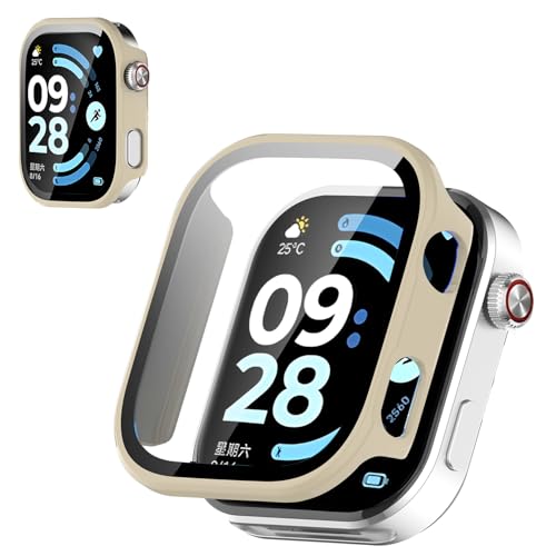For Redmi Watch 6 �P�[�X �t�B����+PC�t���[�� ��̌^ �ی�J�o�[ �K���X�t�B���� ��̌^ �h�� �h�o�yHUKWIMO�z 3D�S�ʕی� �w��h�~ HD�����ߗ� ���ɋ��� �C�A�[�� �ɔ� �������� ���˒ጸ (�A�C�{���[)