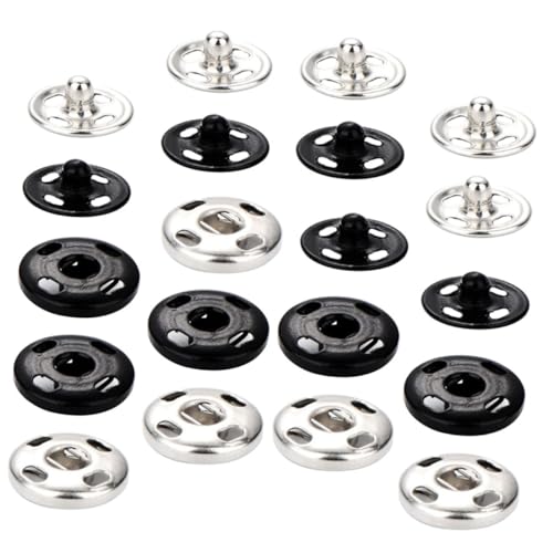 VILLCASE 4 Juegos Botón Metálico A Presión Botones Para Abrigos Snaps Fijaciones Pequeños Botones Negros Botones Para Vaqueros Botones A Presión Redondos Botón De Adornos Metal 20 Pares*4