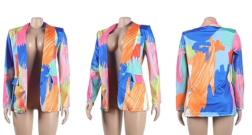 NRTHYE Womens Casual Blazer Jacket Multicolor Long Sleeve Open Front Work Office Blazer Jacket4