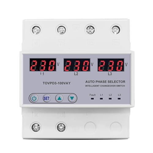 Voltmètre sélecteur de phase triphasé rail DIN relais protection tension 63A