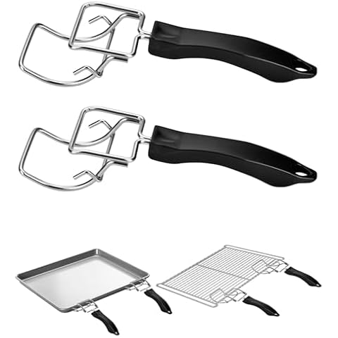2 Pcs Air Fryer Convection Toaster Oven Tray Extractor, Grills Extractor, Grills Clip, Oven Clip, Oven Food Clip Oven Tray Handle Scald Resistant Clip Common to Trays and Grills Used to Quickly Remove Cover