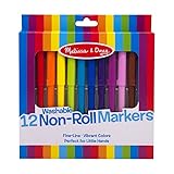 Melissa & Doug Art Essentials Marker Set - 12 Non-Roll Washable Markers