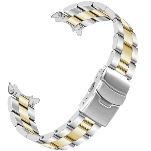 Kai Tian Kia Tian Solid Quality Stainless Steel Curved Ends Half-Moon Tapered 3D Beads 20Mm 22Mm Silver Gold Metal Watch Band Strap For Men cover