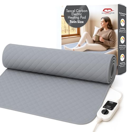 GML Bedding Heated Mattress Pad Electric Bed Warmer Cover Tencel Material Waterproof Bedding Adjustable 5 Heat Settings and Automatic 15-Hour Shut Off Machine Washable Topper Twin Size 71x35