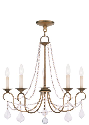 70% Off Discount Livex Lighting 6515-48 Pennington 5 Light Chandelier, Antique Gold Leaf