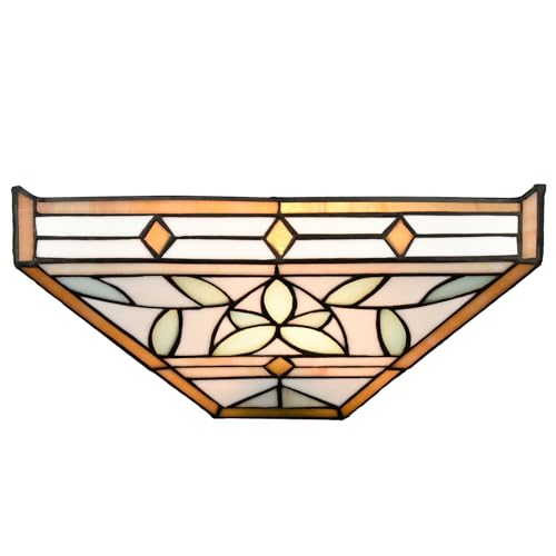 Image of Tiffany Wall Sconces with Stained Glass Shade Wall Light Fixtures 12-Inch Vintage Mission Style Blue Branch Sconce Lighting for Hallway Stiarway Bedroom Living Room