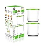FOSA Vacuum Seal Food Storage System Reusable Large Containers, 2 Pack, 45 oz Size