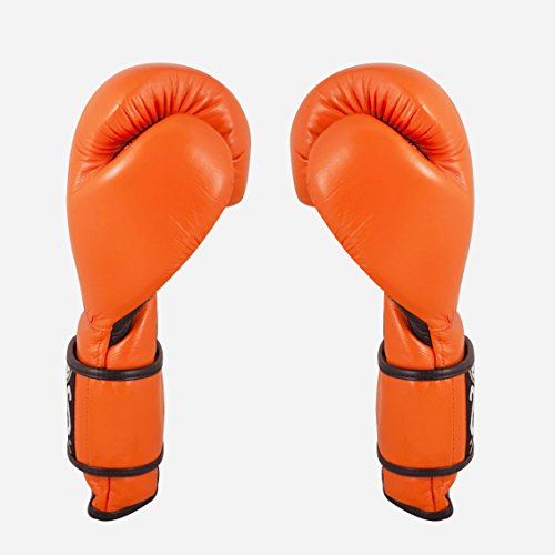 Cleto Reyes Hook & Loop Boxing Training Gloves (Tiger Orange, 14 oz) - Thumbnail 2