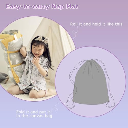 Image of Nap Mat with Removable Pillow and Soft Blanket, Lightweight Sleeping Bag, Travel Slumber (Blooming Flowers)