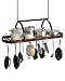 CHOEZON Hanging Pot Rack, Pot Hanger for Kitchen, Ceiling Mounted Pot Holder, Cookware Organizer with 24 S-Shaped Hooks, for Pot, Pan Storage, Space-Saving, Rustic Brown and Black TPR28BF