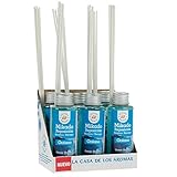 Contiene 6 botellas de 100ml de ambientador con aroma Oceáno, con 6 varillas de fibra cada una.