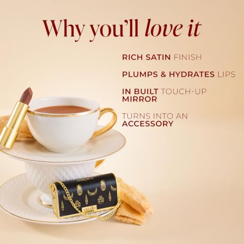 Image of LoveChild Masaba inchThe Batua inch Lipstick, Chai Khari (Nude Brown) Rich Satin Finish Lipstick with Built-in Mirror, Hydrating, Nourishing Formula with Jojoba Oil, 4g