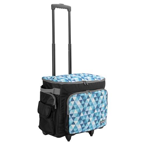 SEMPLIX Carro para máquina de coser, 50 x 43 x 32 cm, para todo tipo de máquinas domésticas, maletín para transporte y almacenamiento seguro, verde