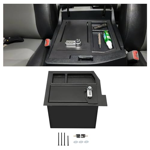 HECASA Center Console Safe Box Compatible with 2007-2013 Toyota Tundra 2008-2021 Sequoia Replacement for 00016-79184 Armrest Gun Storage w/3-Digit Combination Lock & Key Black (NN1399)