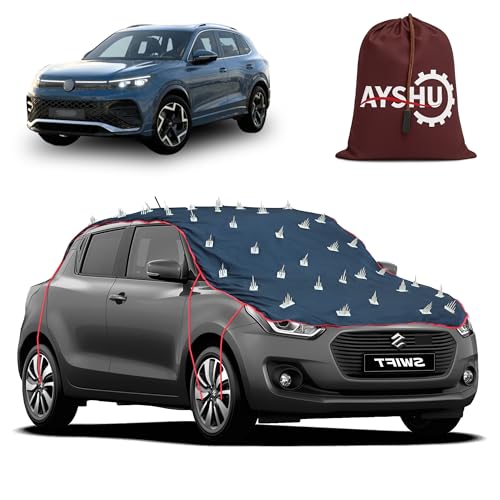 Image of AYSHU Water-Resistant Spike Car Cover for Volkswagen Tiguan - Protects from Dogs, Monkeys, Dust, Sunlight & UV - Full Roof Universal Fit