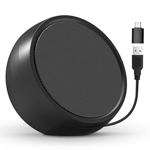 USB Computer Speakers for Desktop Monitor,Desktop Speakers with Loud Sound, Volume Control and Mute Button for Windows,Linux,Mac Air/Pro(USB-C to USB Adapter Included) (Black) (Black) (Black)