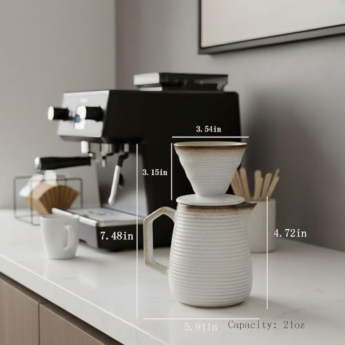 Image of pour over coffee maker - Ceramic Dripper Pot, Heat-Resistant & Easy Clean