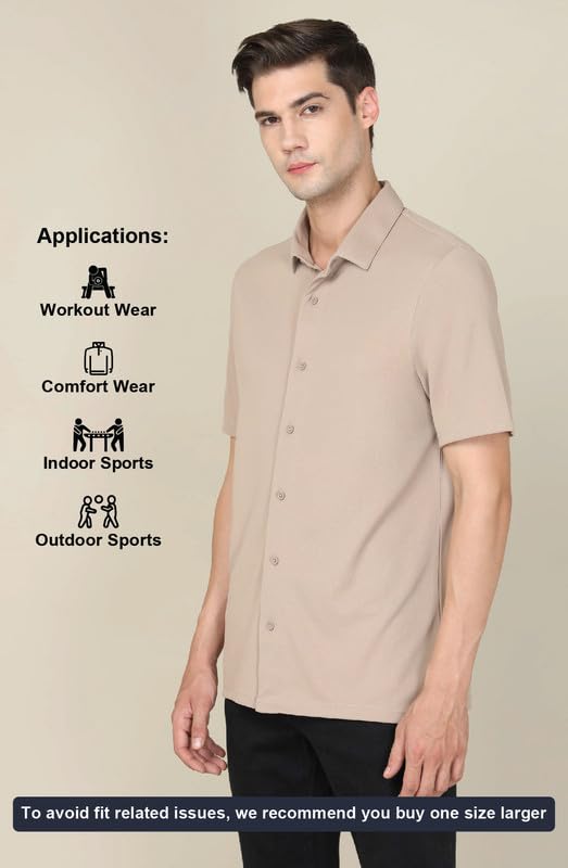Image of TECHNOSPORT Men's Black Solid Regular Fit Spread Collar Casual Shirt with TECHNOCOOL+