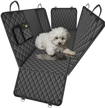 𝐏𝐫𝐞𝐦𝐢𝐮𝐦 Dog Car Seat Cover – Large Size Ultimate Dog Travel Accessories, Hammock Style with Extender, Durable & Waterproof, Protector for Backseat, Pet Supplies (All Black, Standard)