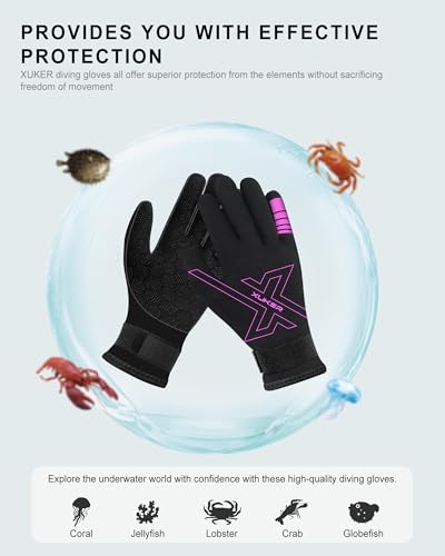 XUKER Neoprene Gloves Women Men, 3mm Wetsuit Dive Gloves Keep Warm for Diving Scuba Kayaking Snorkeling Swimming Water Sports,XS