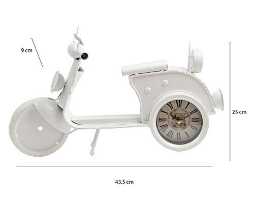 Reloj de sobremesa blanco con forma de scooter retro vintage para decoración de escritorio 5