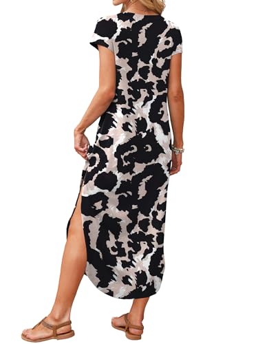 Image of RUMIA Summer Maxi Dresses for Women Cap Sleeve Long Sundress with Pockets