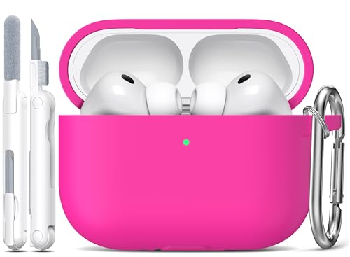 Image of R-fun for AirPods Pro 3rd Generation Case with Cleaner Kit, Soft Silicone Protective Case Cover for Apple AirPod Pro 3 for Women Men, AirPods Pro Case Accessories with Keychain, Rose Pink