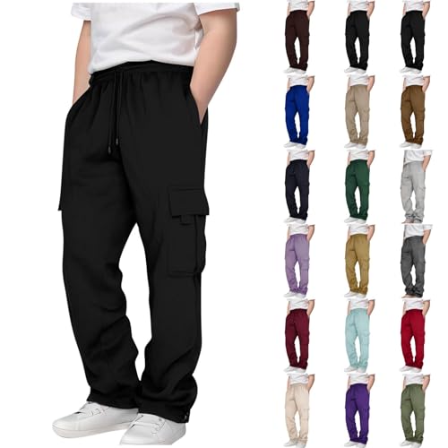 Cargo Sweatpants for Teen Boys Casual Elastic Waist Sweat Pants Active Workout Joggers with Pockets