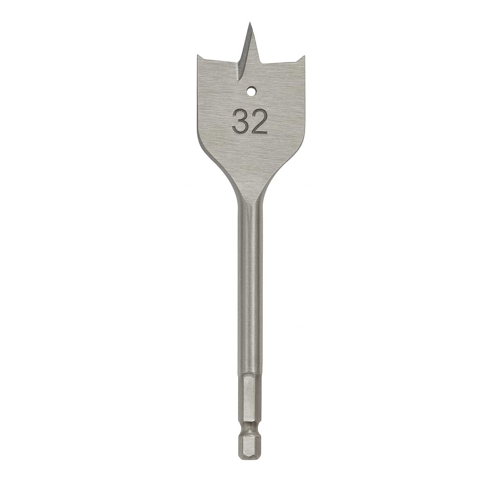 JD Brands Spade Drill Bits Set or Singles, Sizes 18mm, 20mm, 25mm, 32mm, For Softwood and Hardwood, Durable Steel, DIY and Trade Use (32mm)