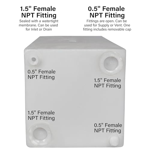Image of 9 Gallon RV Fresh Water Tank, Potable Water Storage Tank for Drinking, Cooking, Cleaning, Showering, for Campers, Trailers, Motorhomes, RVs, Cube Shape, 17 inch x 14 inch x 10 inch (WT-5543)